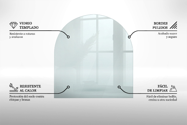 Plaque verre pour poêle semi-ovale transparent