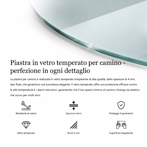 Plaque verre pour poêle semi-ovale transparent