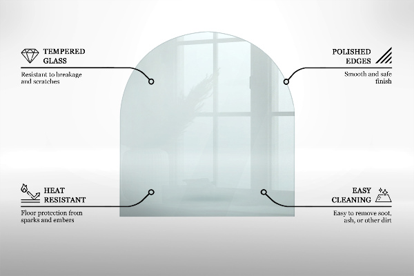 Plaque verre pour poêle semi-ovale transparent