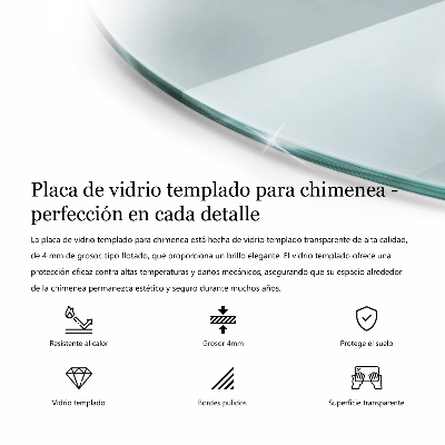 Plaque de verre pour cheminée la taille d'un quart