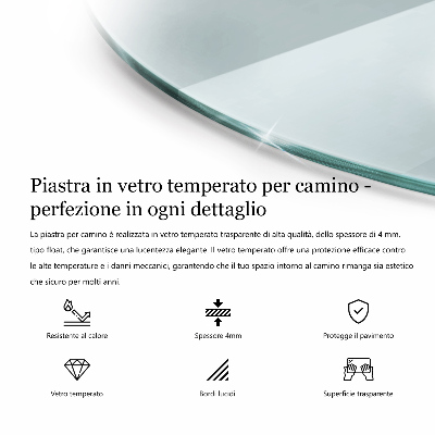 Plaque de verre pour cheminée la taille d'un quart