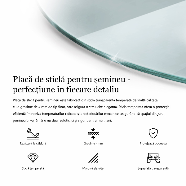 Plaque de verre pour cheminée la taille d'un quart