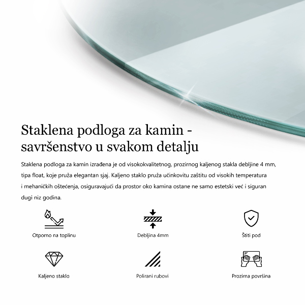 Plaque de verre pour cheminée la taille d'un quart