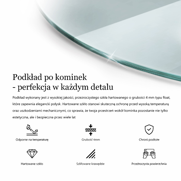 Plaque de verre pour cheminée la taille d'un quart