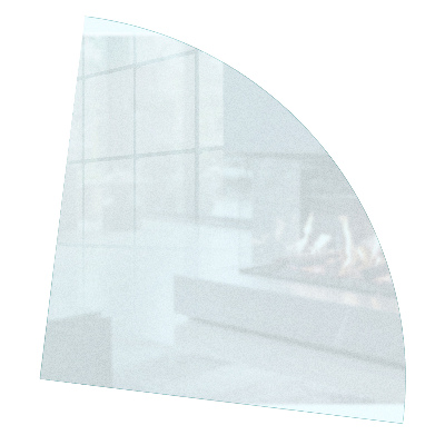 Plaque verre devant cheminée quart de cercle Avec effet optique verre laiteux