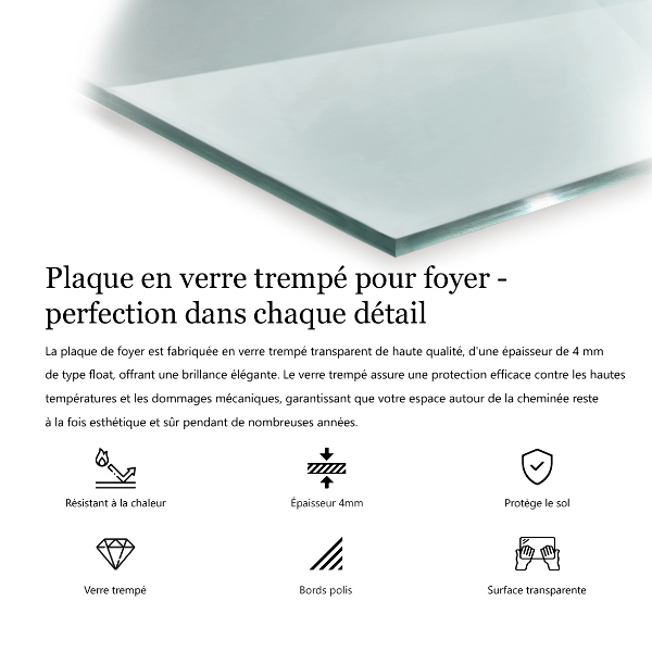 Plaque verre devant cheminée hexagonal transparent