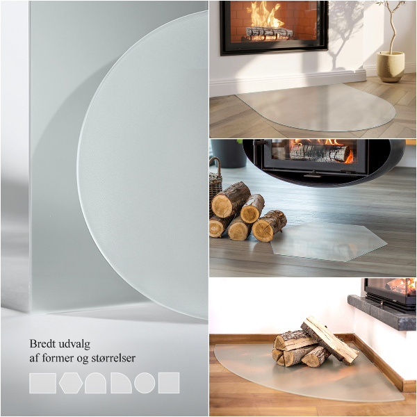 Plaque sous poêle semi-ovale Avec effet visuel translucide