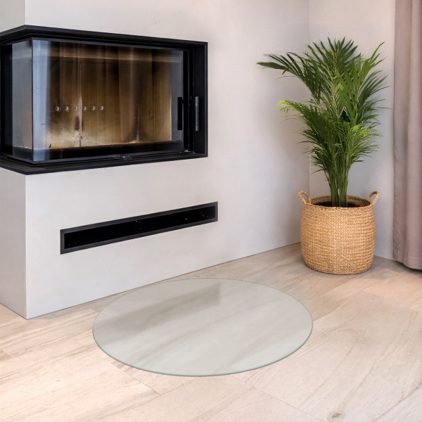 Plaque pour poêle à bois rond À effet optique verre dépoli