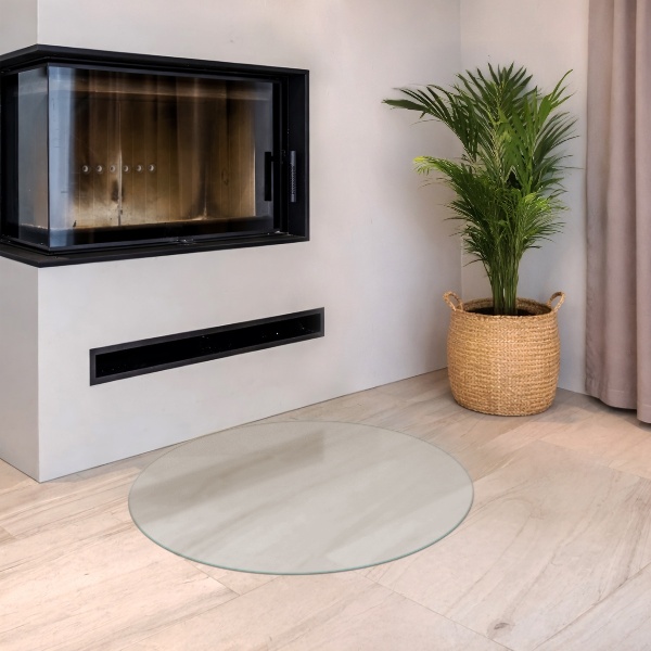Plaque pour poêle à bois rond À effet optique verre dépoli