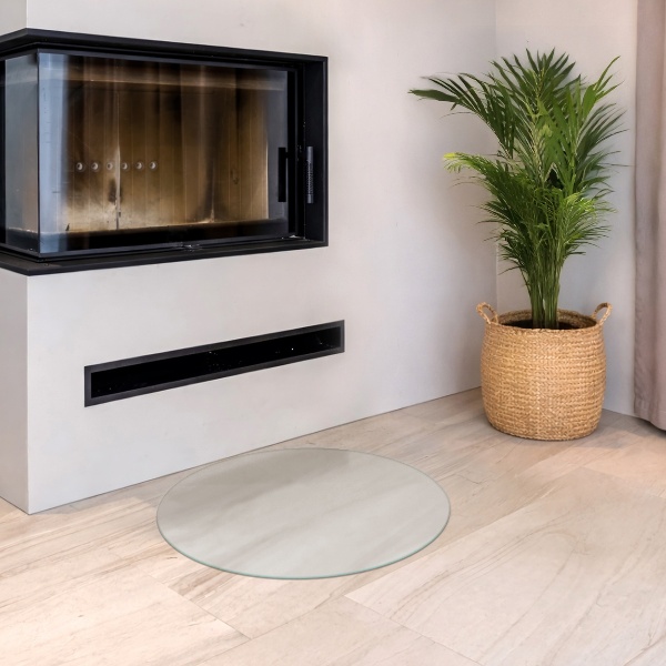 Plaque pour poêle à bois rond À effet optique verre dépoli