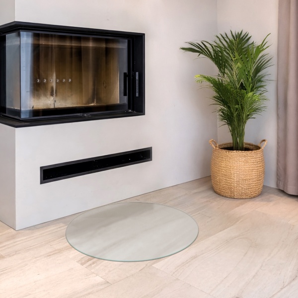 Plaque pour poêle à bois rond À effet optique verre dépoli