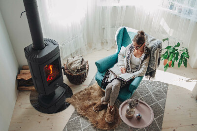 Plaque de sol ronde en verre cheminée Motif de pierre naturelle