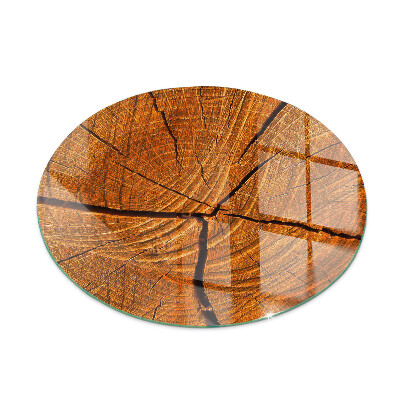 Plaque ronde en verre pour poêle Bois en coupe transversale avec grain naturel