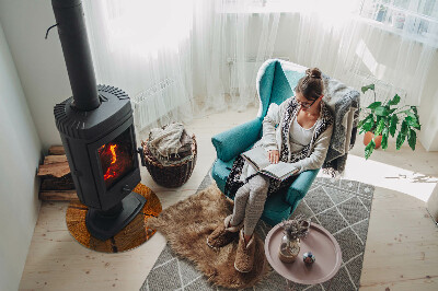 Plaque ronde en verre pour poêle Bois en coupe transversale avec grain naturel