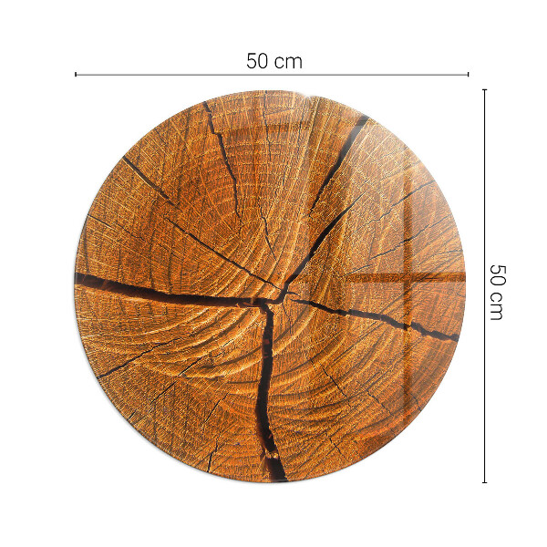 Plaque ronde en verre pour poêle Bois en coupe transversale avec grain naturel