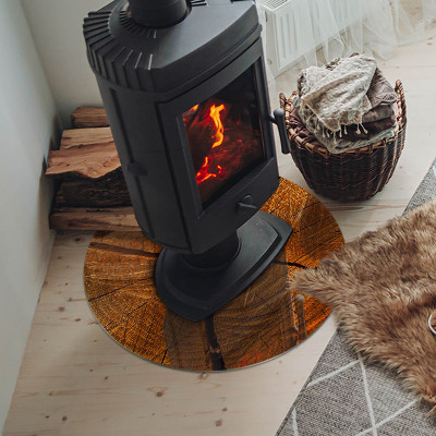 Plaque ronde en verre pour poêle Bois en coupe transversale avec grain naturel