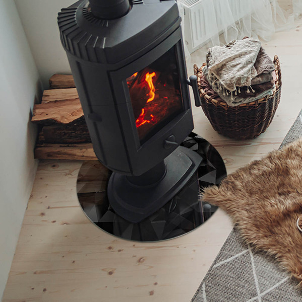 Plaque verre ronde sous poêle Géométrie en trois dimensions