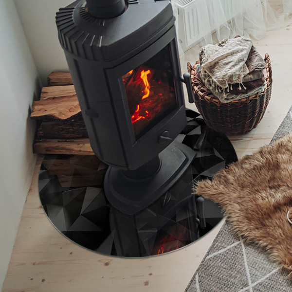 Plaque verre ronde sous poêle Géométrie en trois dimensions