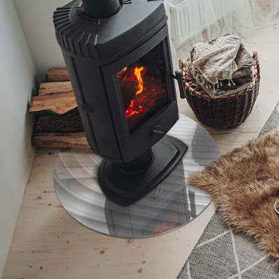 Plaque de sol ronde en verre cheminée Vagues de formes subtiles