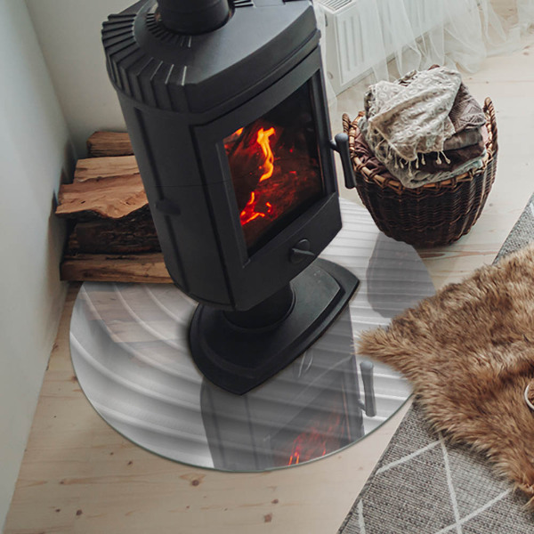 Plaque de sol ronde en verre cheminée Vagues de formes subtiles