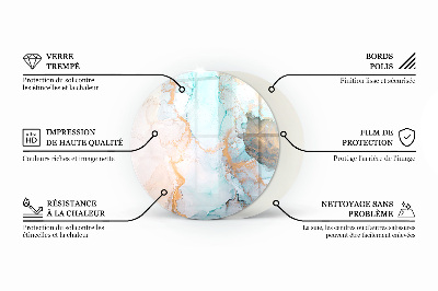 Plaque ronde en verre pour poêle formes de nuages ​​abstraites dans les solides