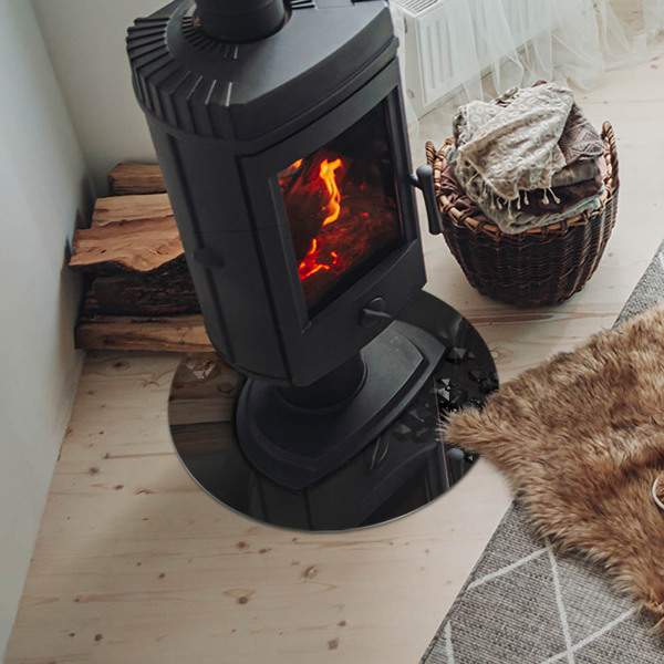Plaque ronde en verre pour poêle formes de nuages ​​abstraites dans les solides
