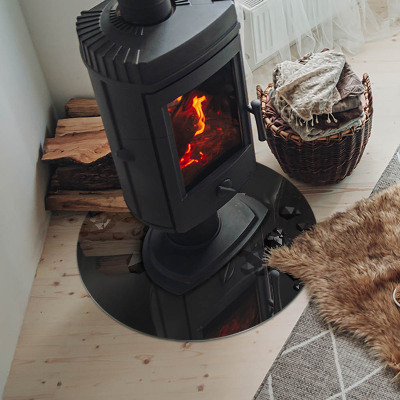 Plaque ronde en verre pour poêle formes de nuages ​​abstraites dans les solides