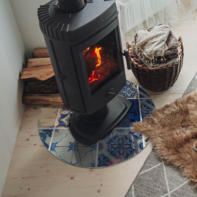 Plaque ronde en verre pour poêle Motifs en céramique en arrière-plan