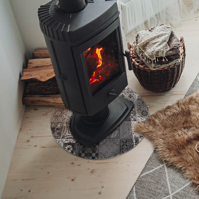 Plaque verre ronde sous poêle Motifs décoratifs en carrelage
