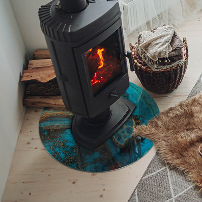 Plaque verre ronde sous poêle Motif organique dans un style abstrait