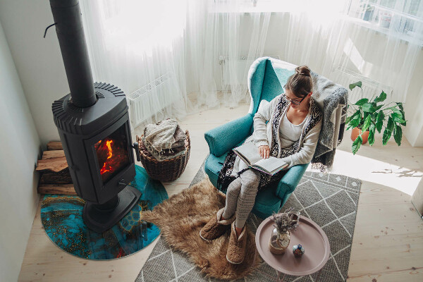 Plaque verre ronde sous poêle Motif organique dans un style abstrait