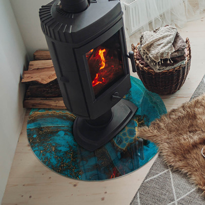 Plaque verre ronde sous poêle Motif organique dans un style abstrait