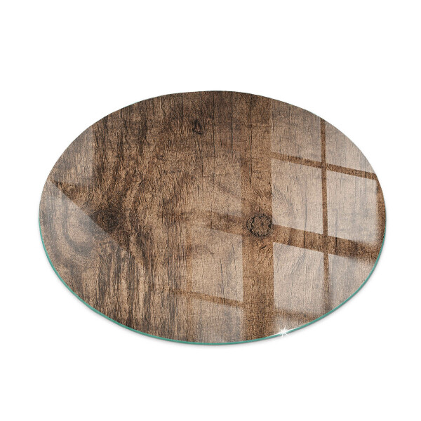 Plaque verre ronde sous poêle Motif en bois de pin
