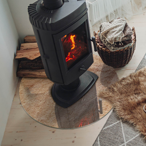 Plaque de sol ronde en verre cheminée La nature de la structure en pierre