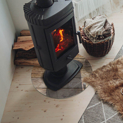 Plaque ronde en verre pour poêle Mosaïque en bois dans l'agencement