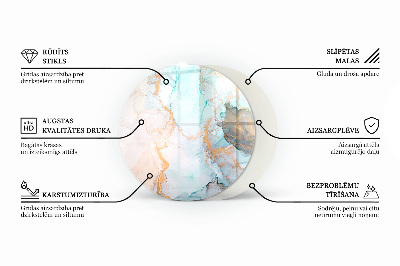 Plaque de sol ronde en verre cheminée Texture marbrée dans un style élégant
