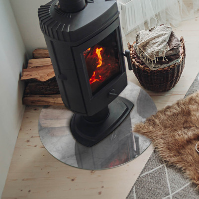 Plaque de sol ronde en verre cheminée Texture marbrée dans un style élégant