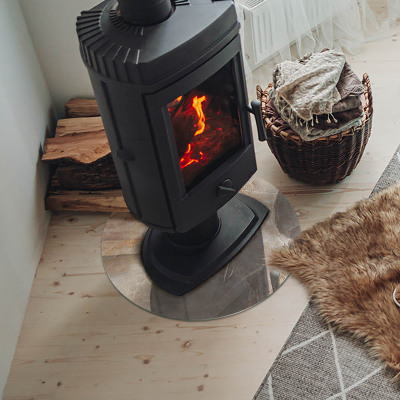 Plaque de sol ronde en verre cheminée Motif de pierre inspiré par la nature