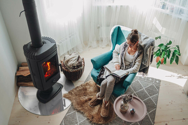 Plaque ronde en verre pour poêle Motif marbré aux veines délicates