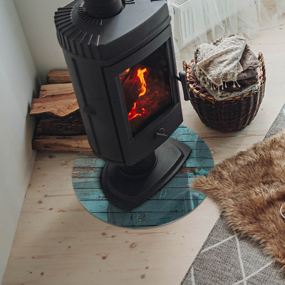 Plaque de sol ronde en verre cheminée Planches rustiques de style naturel