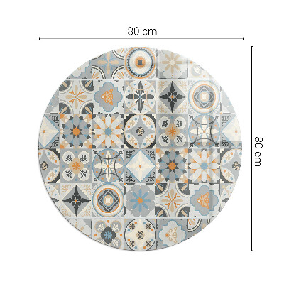 Plaque verre ronde sous poêle Motifs de mosaïque en formes carrelées