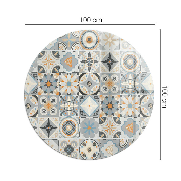 Plaque verre ronde sous poêle Motifs de mosaïque en formes carrelées