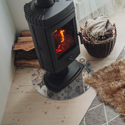 Plaque verre ronde sous poêle Motifs de mosaïque en formes carrelées