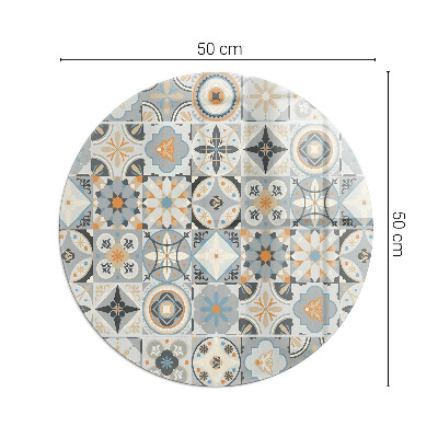 Plaque verre ronde sous poêle Motifs de mosaïque en formes carrelées