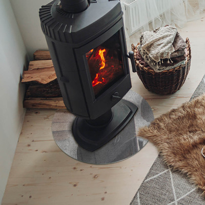 Plaque ronde en verre pour poêle Texture de béton dans un style brut