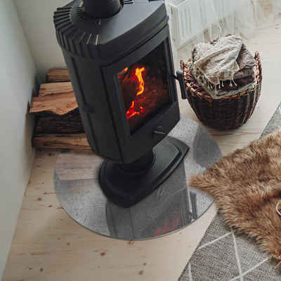 Plaque ronde en verre pour poêle Texture de béton dans un style brut