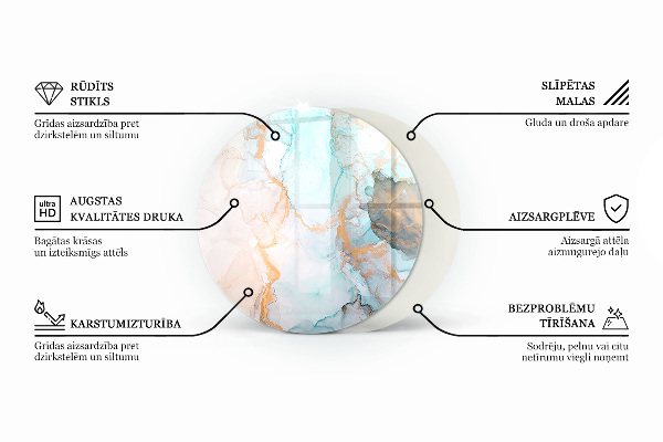 Plaque verre ronde sous poêle grain de bois naturel