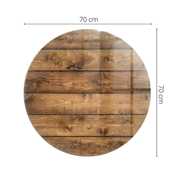Plaque verre ronde sous poêle grain de bois naturel