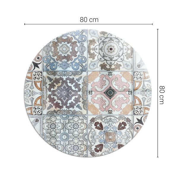 Plaque de sol ronde en verre cheminée Motifs de mosaïque en carreaux