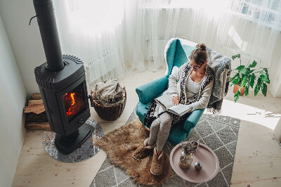 Plaque de sol ronde en verre cheminée Motifs de mosaïque en carreaux
